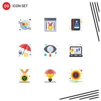 9 kreativ ikoner modern tecken och symboler av analys sett bok Sök hacker redigerbar vektor design element