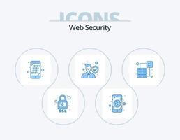 Web Security Blue Icon Pack 5 Icon-Design. sicher. schützen. OK. Profil. suchen vektor