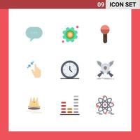 9 flaches Farbkonzept für mobile Websites und Apps Touch-Interface-Mediengesten klingen editierbare Vektordesign-Elemente vektor