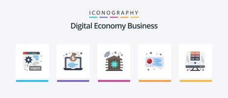 Digital Economy Business Flat 5 Icon Pack inklusive Server. Digital. intelligent. Computer. Digital. kreatives Symboldesign vektor