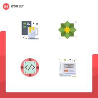 Stock Vector Icon Pack mit 4 Zeilenzeichen und Symbolen für die Implementierung von kreativen Codedatei-Designs, editierbare Vektordesign-Elemente