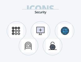 Sicherheitslinie gefüllt Icon Pack 5 Icon Design. Passwort. sperren. Alarm. Profil. Warnung vektor