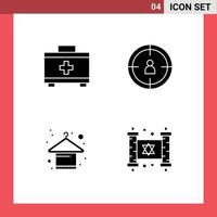 4 solides Glyphenpaket der Benutzeroberfläche mit modernen Zeichen und Symbolen der Taschenmode, SEO-Kleidung, jüdische editierbare Vektordesign-Elemente vektor