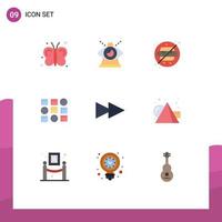mobil gränssnitt platt Färg uppsättning av 9 piktogram av framåt- data scince försyn systemet parkera redigerbar vektor design element