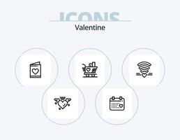 valentine linje ikon packa 5 ikon design. kärlek. hjärta. louck. bröllop. SMS vektor