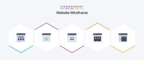 Website Wireframe 25 Flat Icon Pack inklusive Web. Buchseite. Zeit. Browser. Webseite vektor