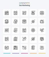 kreatives SEO-Marketing 25 Gliederungssymbolpaket wie Marketing. Daten. Netz. seo. dokumentieren vektor