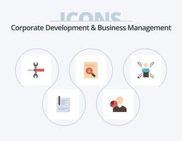 Corporate Development und Business Management Flat Icon Pack 5 Icon Design. Schlüssel. steuert. Diagramm. Einstellungen. Person vektor