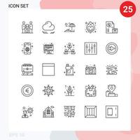 uppsättning av 25 modern ui ikoner symboler tecken för marknadsföra kontanter strand roman kärlek redigerbar vektor design element