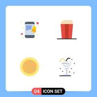4 flaches Icon-Pack der Benutzeroberfläche mit modernen Zeichen und Symbolen von mobilen Gemüse-Pop-Food-Getränken editierbare Vektordesign-Elemente vektor