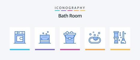 Badezimmer blau 5 Icon Pack inklusive. Zimmer. waschen. Bad. Toilette. kreatives Symboldesign vektor