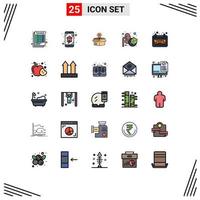 Stock Vector Icon Pack mit 25 Zeilenzeichen und Symbolen für Virusepidemie Smart House Disease Lösung editierbare Vektordesign-Elemente