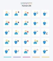 kreatives menschliches 25 flaches Symbolpaket wie Mensch. Körper. Herz. Benutzerbild. synchronisieren vektor