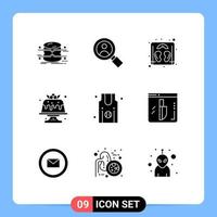 uppsättning av 9 modern ui ikoner symboler tecken för jersey ljuv vikt mat kaka redigerbar vektor design element