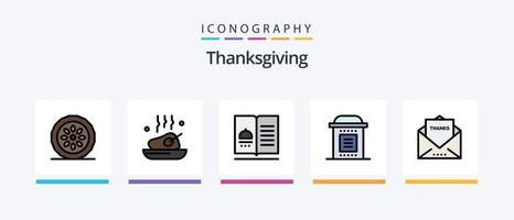 Thanksgiving Line gefüllt 5 Icon Pack inklusive Sport. Spiel. das Erntedankfest. Fußball. Post. kreatives Symboldesign vektor