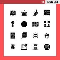 Stock Vector Icon Pack mit 16 Zeilenzeichen und Symbolen für Garderobenmöbel Lebensmittel wissenschaftlicher Test editierbare Vektordesign-Elemente