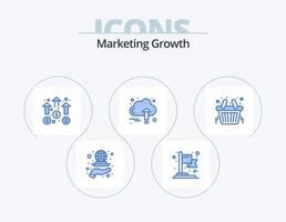 Marketing-Wachstum blau Icon Pack 5 Icon Design. Wolke. Finanzen. Leistung. Geschäft. Mission vektor