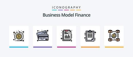 finansiera linje fylld 5 ikon packa Inklusive pengar. privat. betalningar. portfölj. företag. kreativ ikoner design vektor