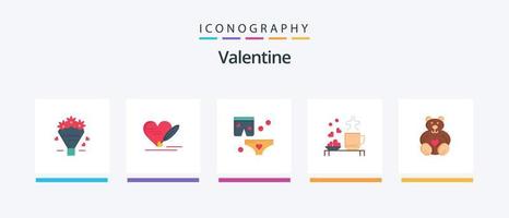 valentine platt 5 ikon packa Inklusive kärlek. kärlek. penna. dag. alla hjärtans dag. kreativ ikoner design vektor