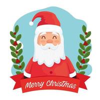 Frohe frohe Weihnachten Santa Claus Charakter mit Bandrahmen vektor