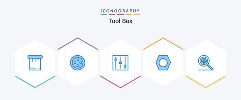 Werkzeuge 25 blaues Symbolpaket einschließlich . Werkzeug. vektor