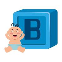 alfabet block leksak med pojke vektor