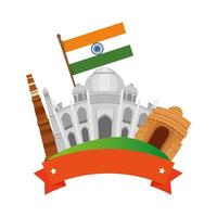 indiska byggnader monument med flaggor vektor