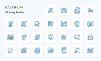 25 Morgenroutine blau Icon Pack vektor