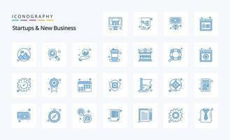 25 Startups und neues Business Blue Icon Pack vektor