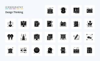 25 Design Thinking Solid Glyph Icon Pack vektor