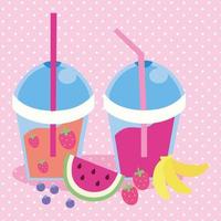 niedliches kawaii Design mit Smoothies Früchten vektor