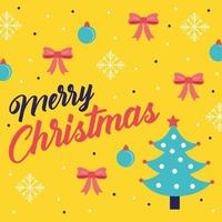 Frohe frohe Weihnachtskarte mit Kiefer und Bällen vektor