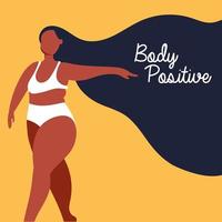 kropp positiv bokstäver med afro kvinna vektor