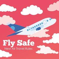 Fly Safe Kampagne Schriftzug Poster mit Flugzeug fliegen vektor
