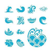 Wellen und Wasser Symbol gesetzt vektor