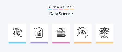 data vetenskap linje 5 ikon packa Inklusive strategi. marknadsföring. tratt. analys. vetenskap. kreativ ikoner design vektor