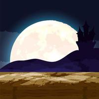 Halloween dunkle Nachtszene mit Schloss vektor