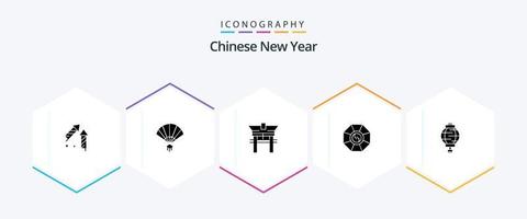 Chinesisches Neujahr 25 Glyphen-Icon-Pack inklusive Neujahr. Neu. Neujahr. Chinesisch. Chinesisch vektor