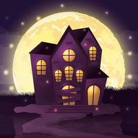 Halloween dunkle Nachtszene mit Schloss vektor