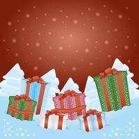 Frohe Weihnachtskarte mit Geschenkboxen Geschenke vektor