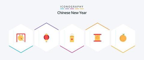 chinesisches neues jahr 25 flaches symbolpaket einschließlich neujahr. neu. Neujahr. Chinesisch. Dekoration vektor