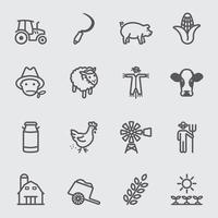 Farm Line Icons eingestellt vektor