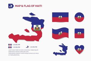 karta och flagga av Haiti vektor