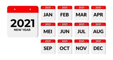 12 månader i 2021-kalendern vektor