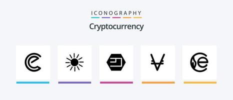 kryptovaluta glyf 5 ikon packa Inklusive mynt . crypto . crypto valuta. mynt. kreativ ikoner design vektor