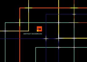 abstrakte lebendige Farbe geometrische Linien überlappen mit Licht auf schwarzem Hintergrund. vektor