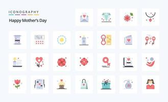 25 Happy Mothers Day Flat Color Icon Pack vektor