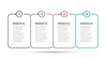 Vektor Infografik dünne Linie Etikettendesign mit Kreisen und Symbolen. Geschäftskonzept mit 4 Optionen oder Schritten.