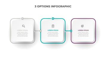 affärsinfografisk process med fyrkantig malldesign med ikoner och 3 alternativ eller steg. vektor illustration.