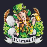 st. Patrick's Day Girl bringt Bier Vektor